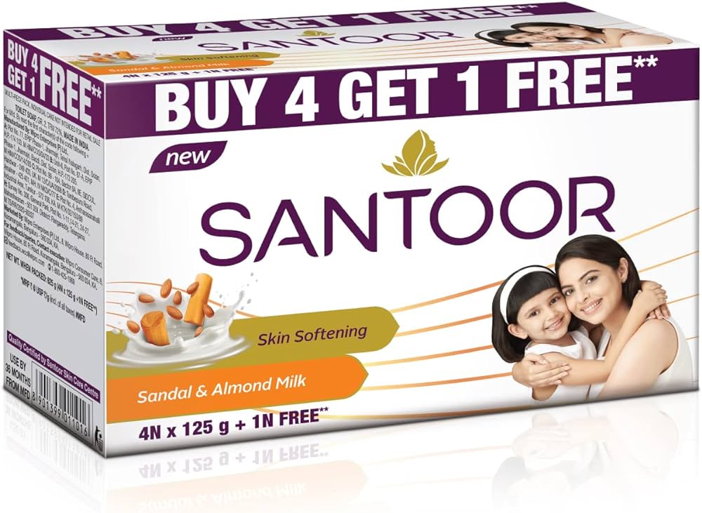 santoor sandal & almond 125g x 4